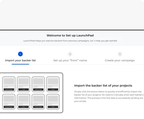LaunchPad dashboard for reactivating previous backers
