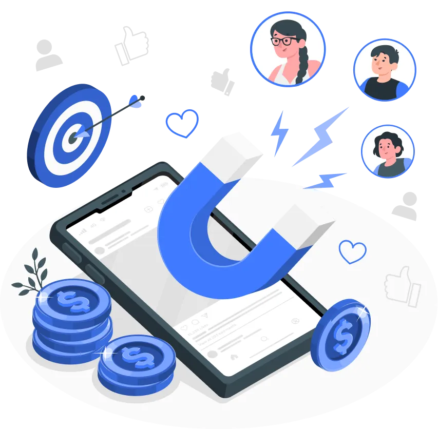 Affiliate marketing illustration showing people collaborating online