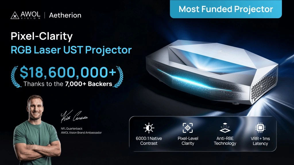 AWOL Vision Aetherion: Pixel-Clarity RGB Laser UST Projector