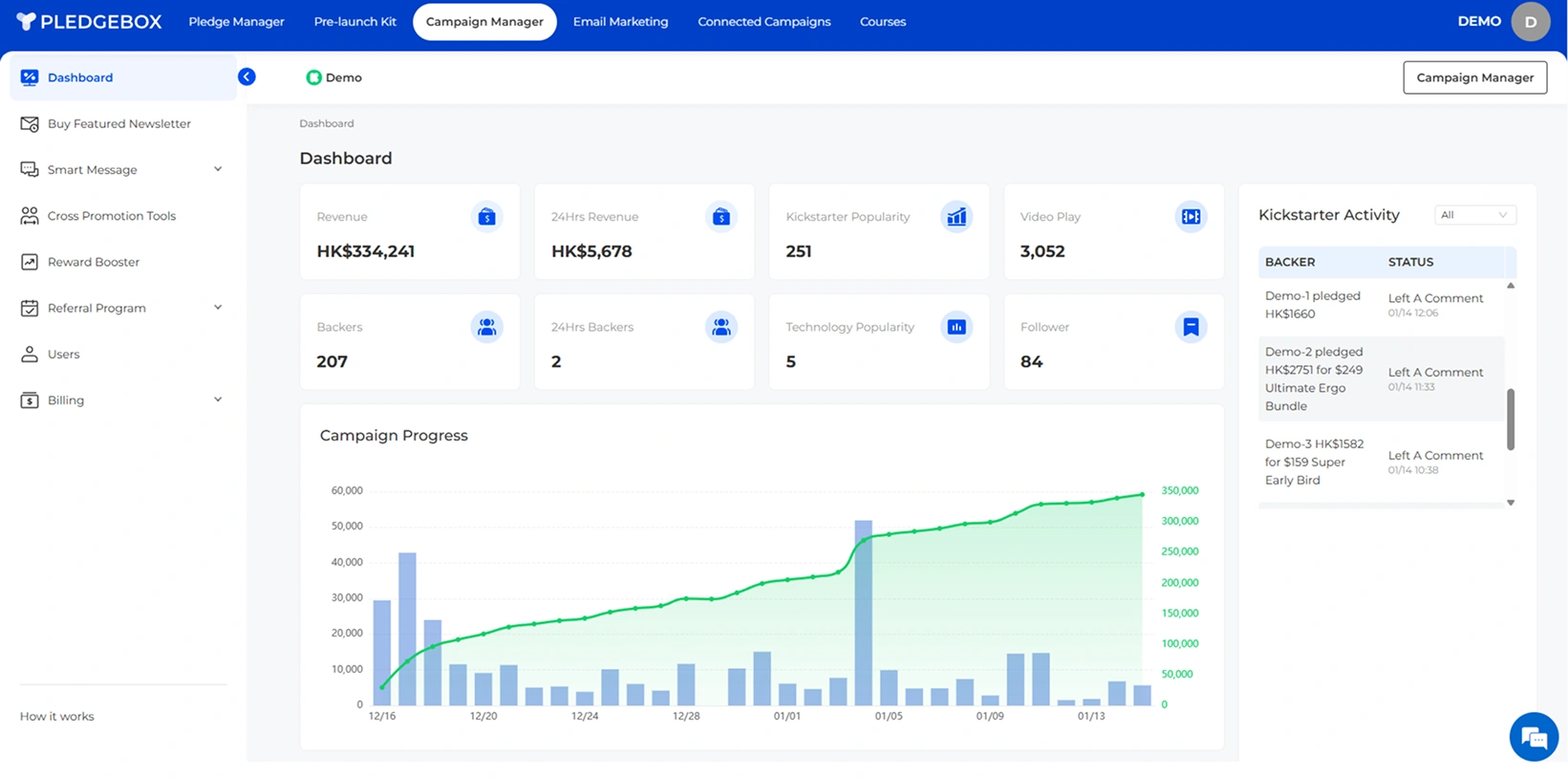 PledgeBox backer survey interface